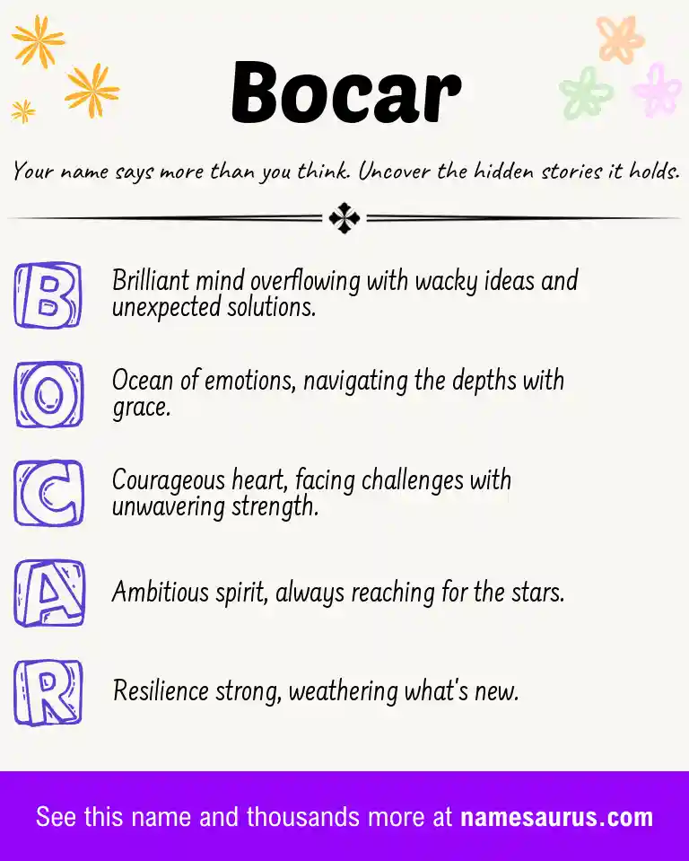 Acrostic poem about Bocar.