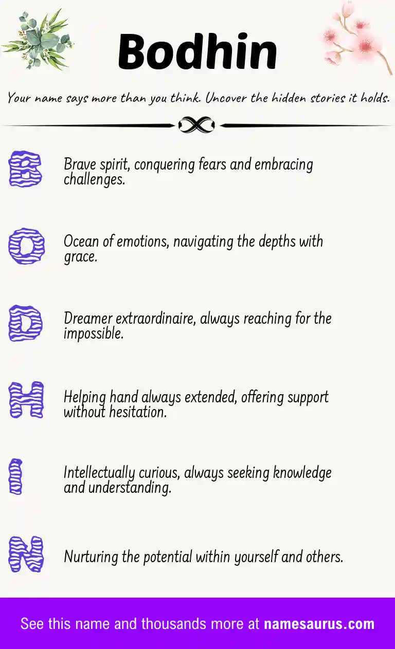 Acrostic poem about Bodhin.