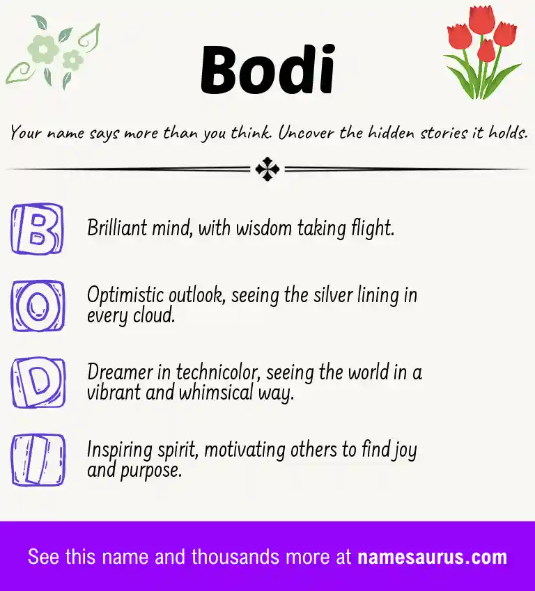 Acrostic poem about Bodi.
