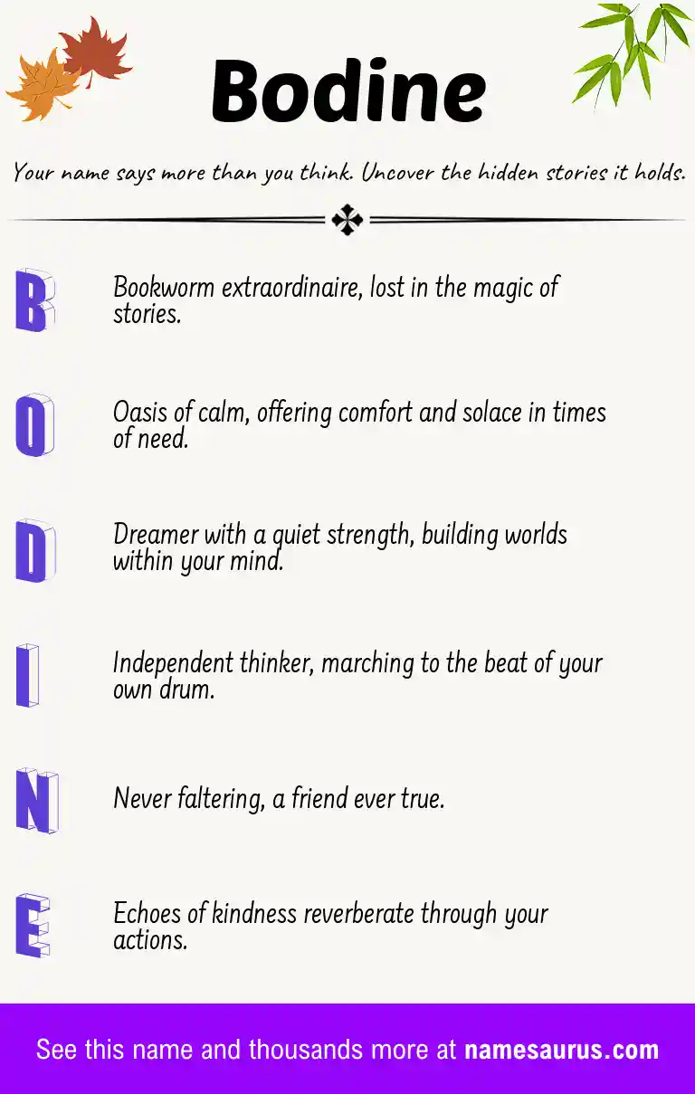 Acrostic poem about Bodine.