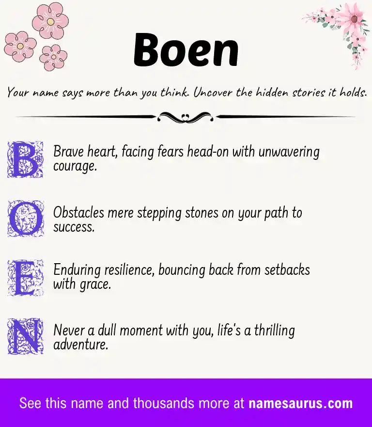 Acrostic poem about Boen.