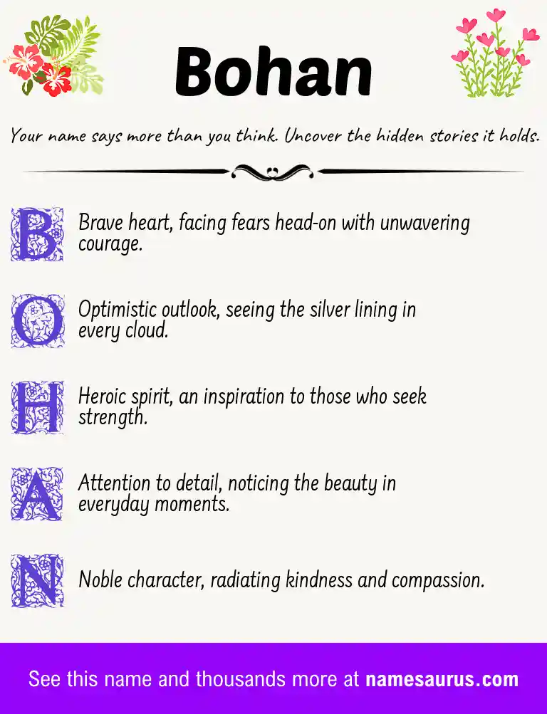Acrostic poem about Bohan.