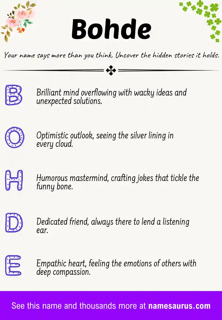 Acrostic poem about Bohde.