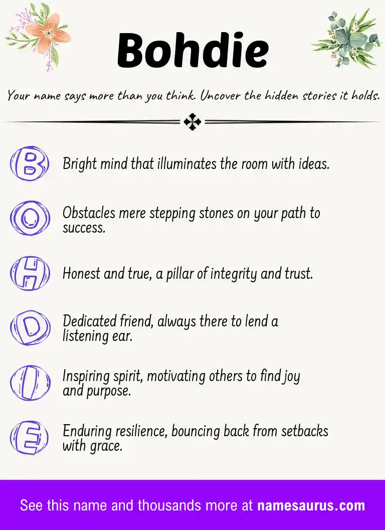 Acrostic poem about Bohdie.
