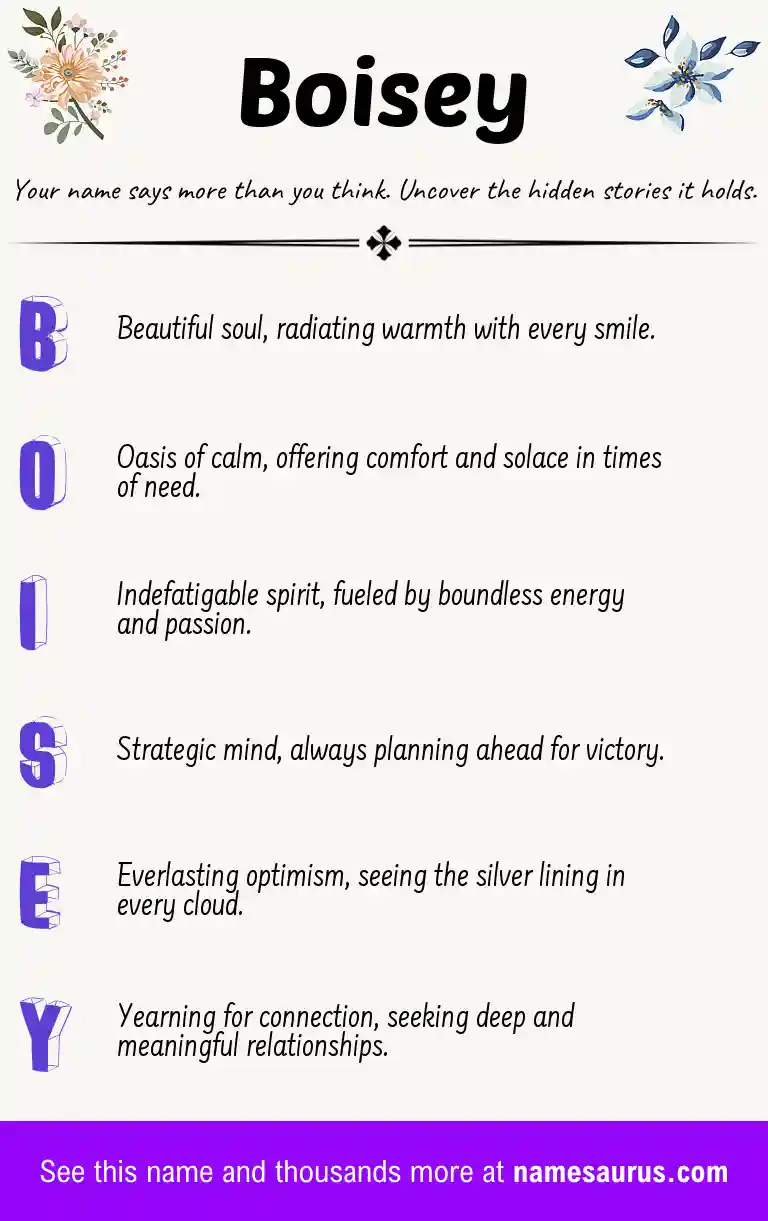 Acrostic poem about Boisey.