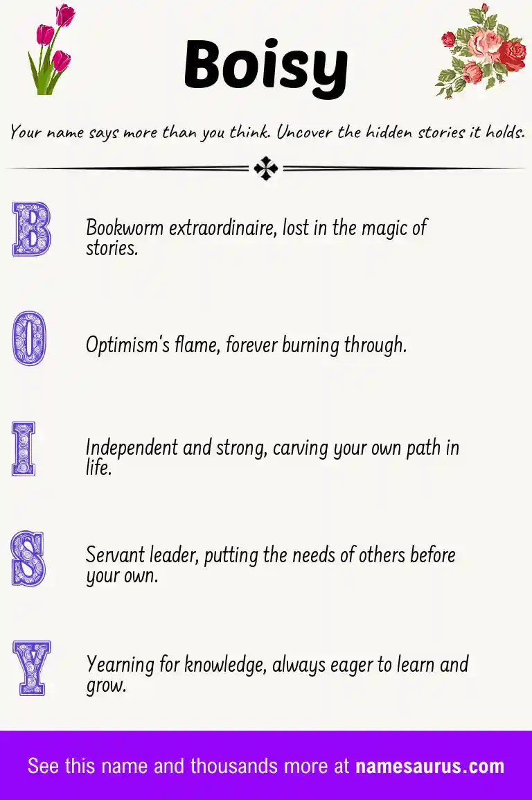 Acrostic poem about Boisy.