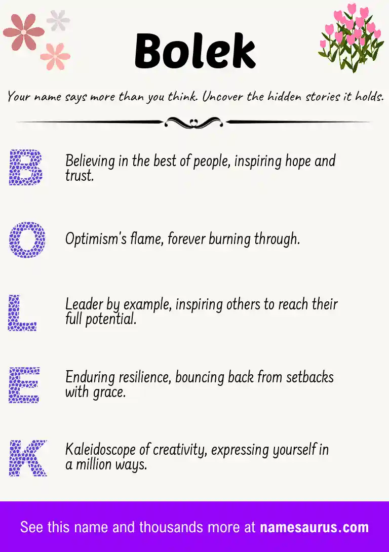 Acrostic poem about Bolek.
