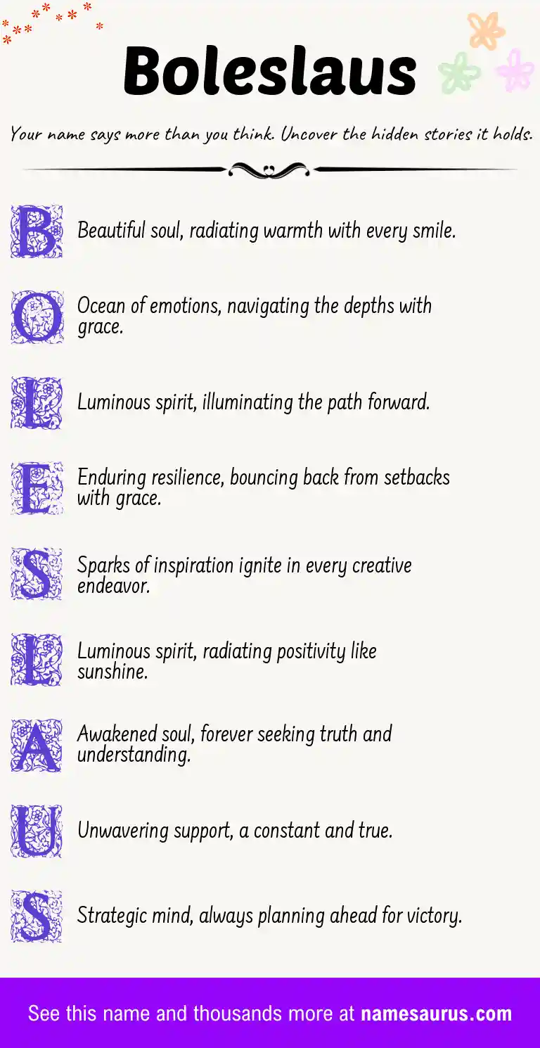 Acrostic poem about Boleslaus.