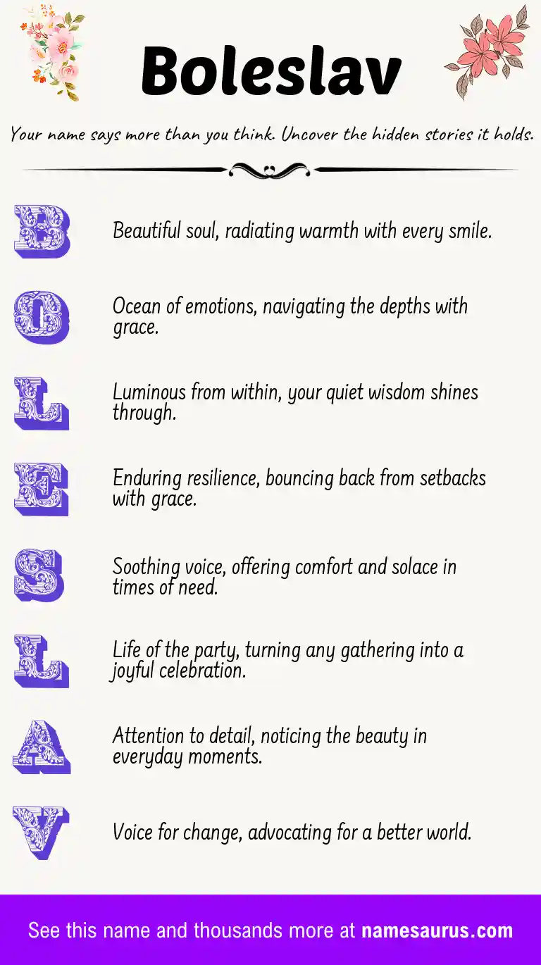 Acrostic poem about Boleslav.