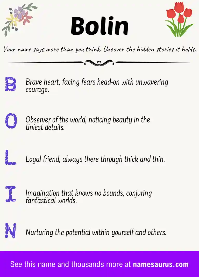 Acrostic poem about Bolin.