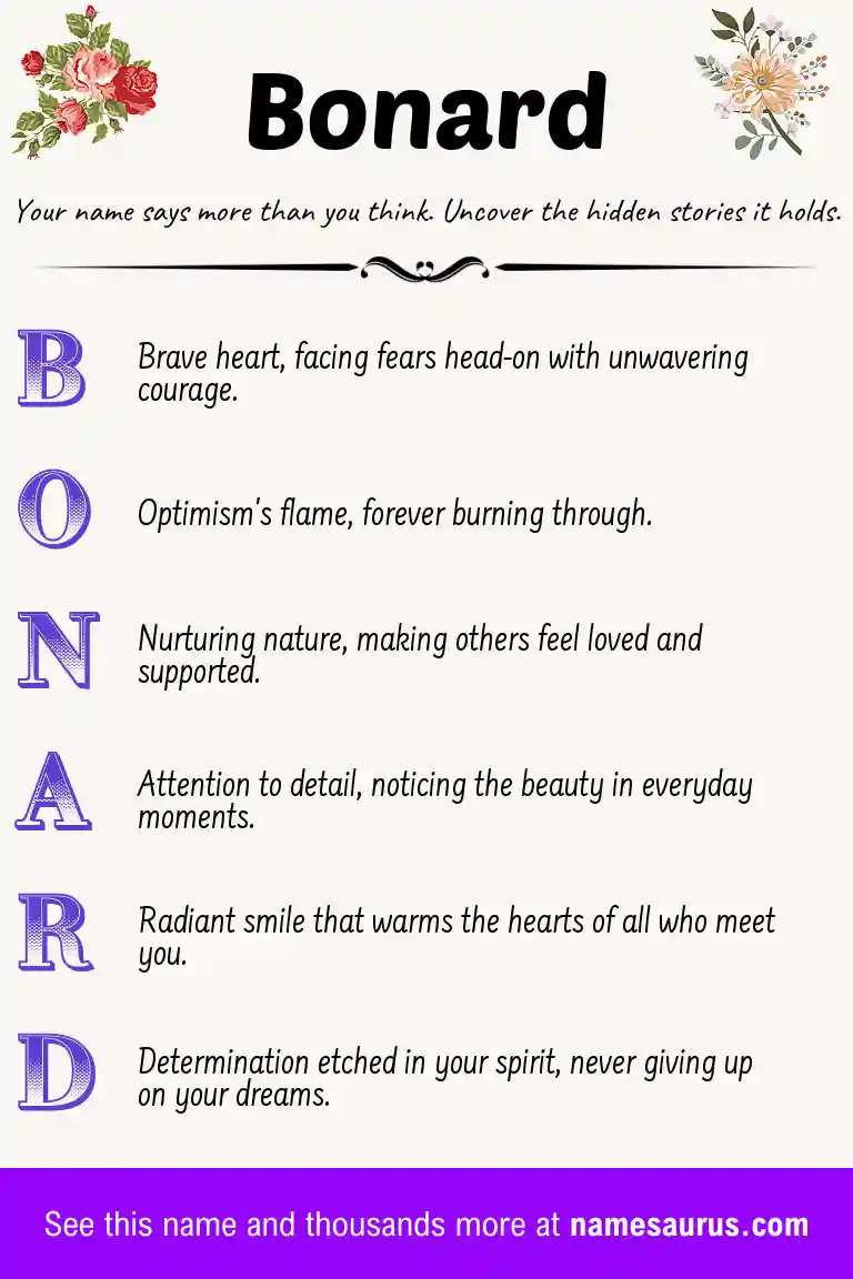 Acrostic poem about Bonard.