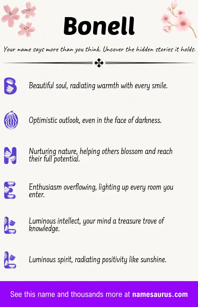 Acrostic poem about Bonell.