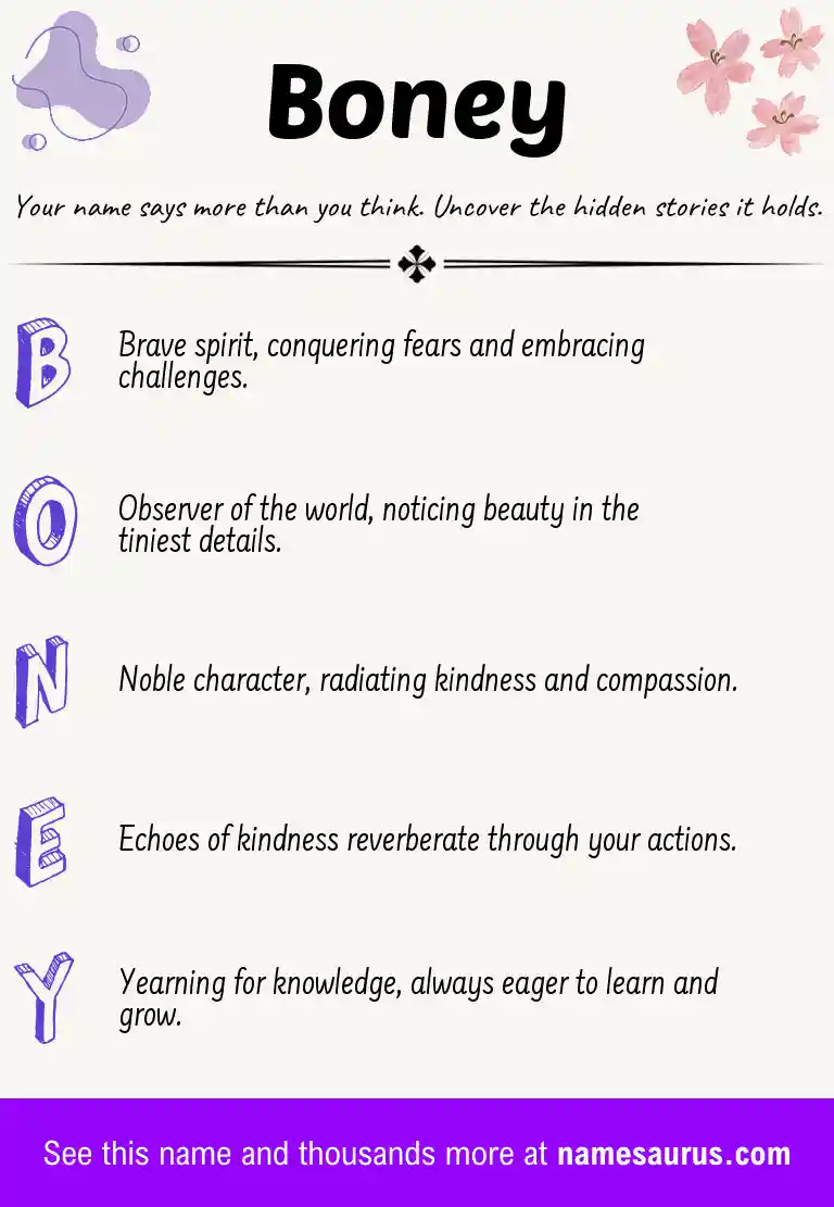 Acrostic poem about Boney.