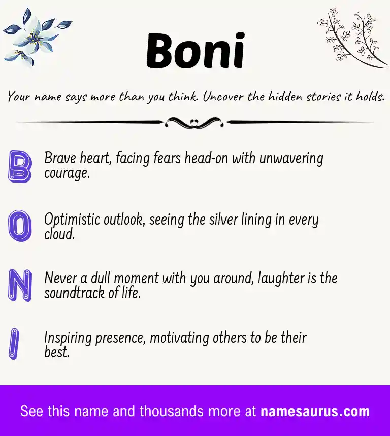 Acrostic poem about Boni.