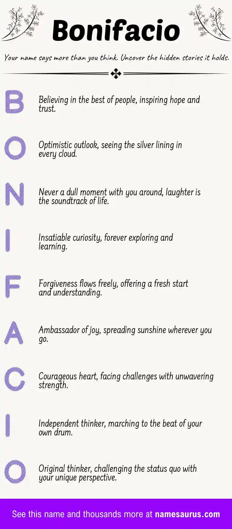 Acrostic poem about Bonifacio.