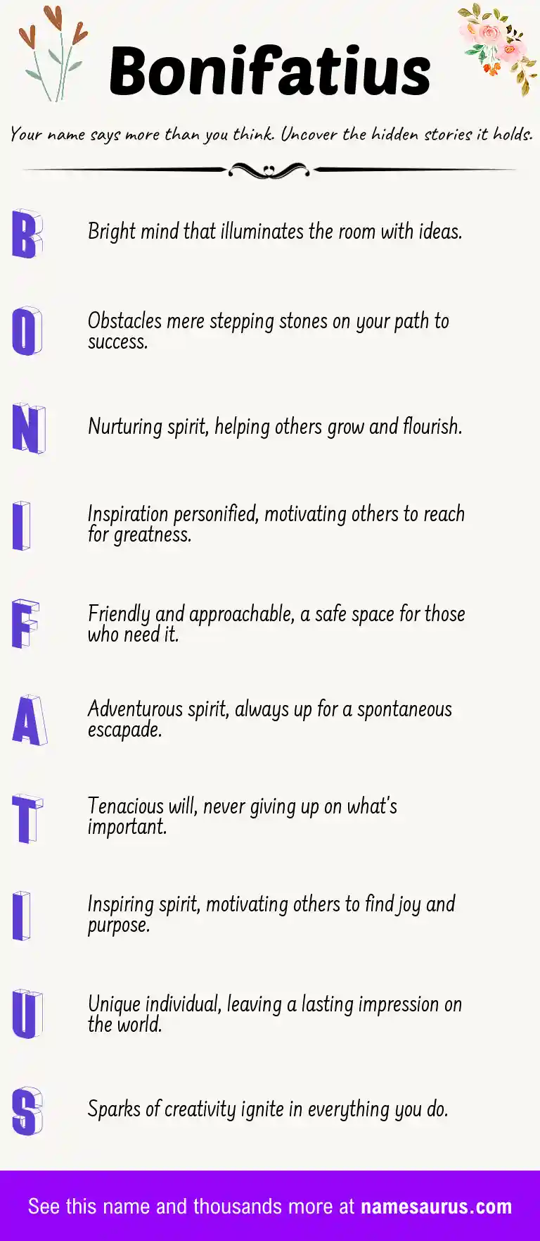 Acrostic poem about Bonifatius.
