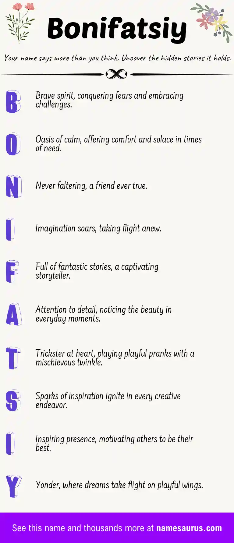 Acrostic poem about Bonifatsiy.