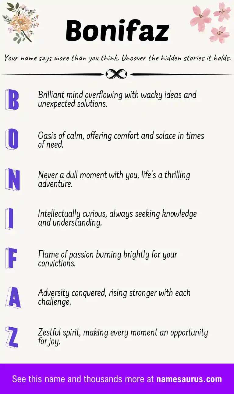 Acrostic poem about Bonifaz.
