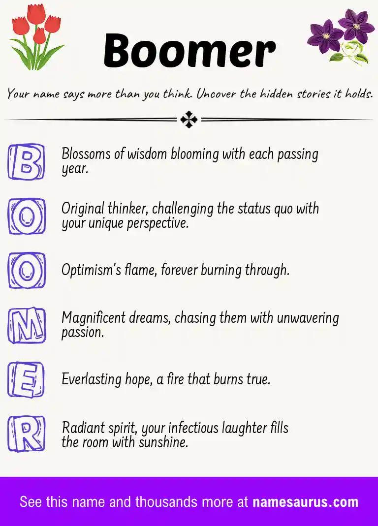 Acrostic poem about Boomer.