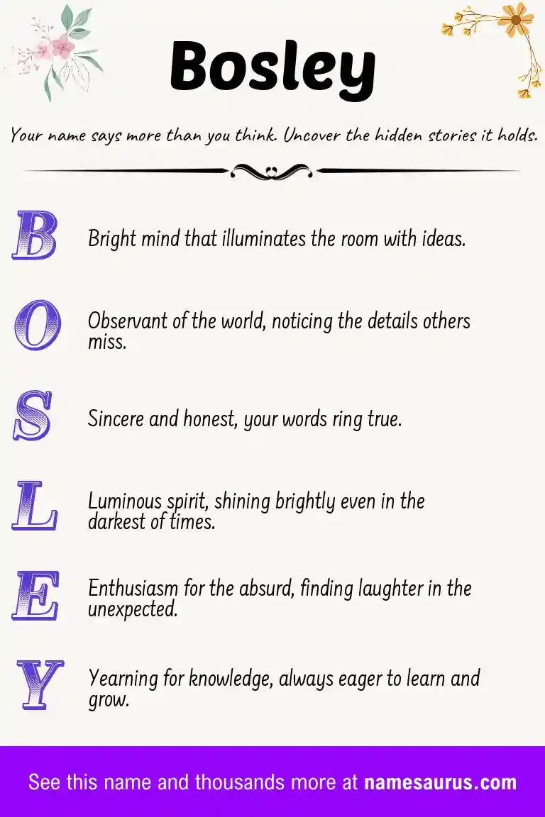 Acrostic poem about Bosley.