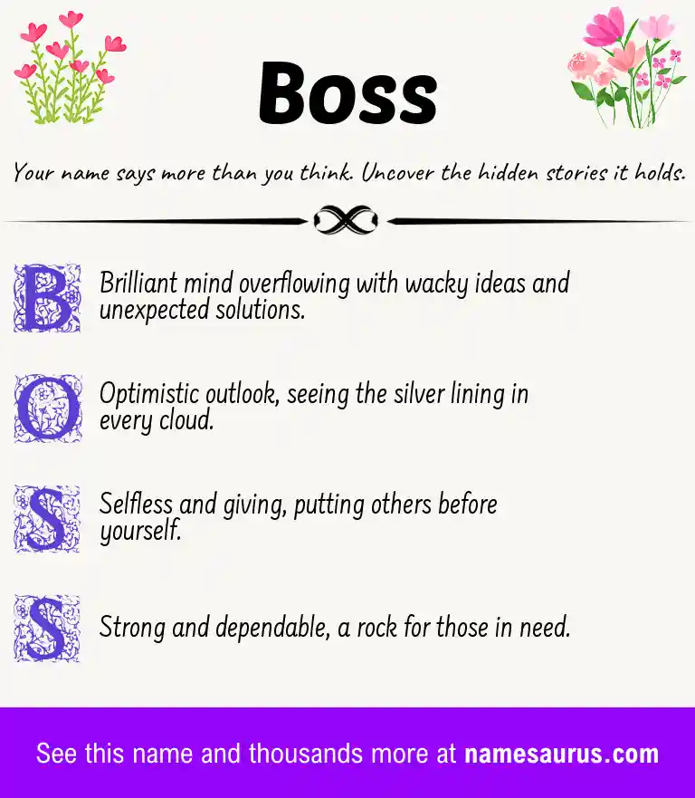 Acrostic poem about Boss.