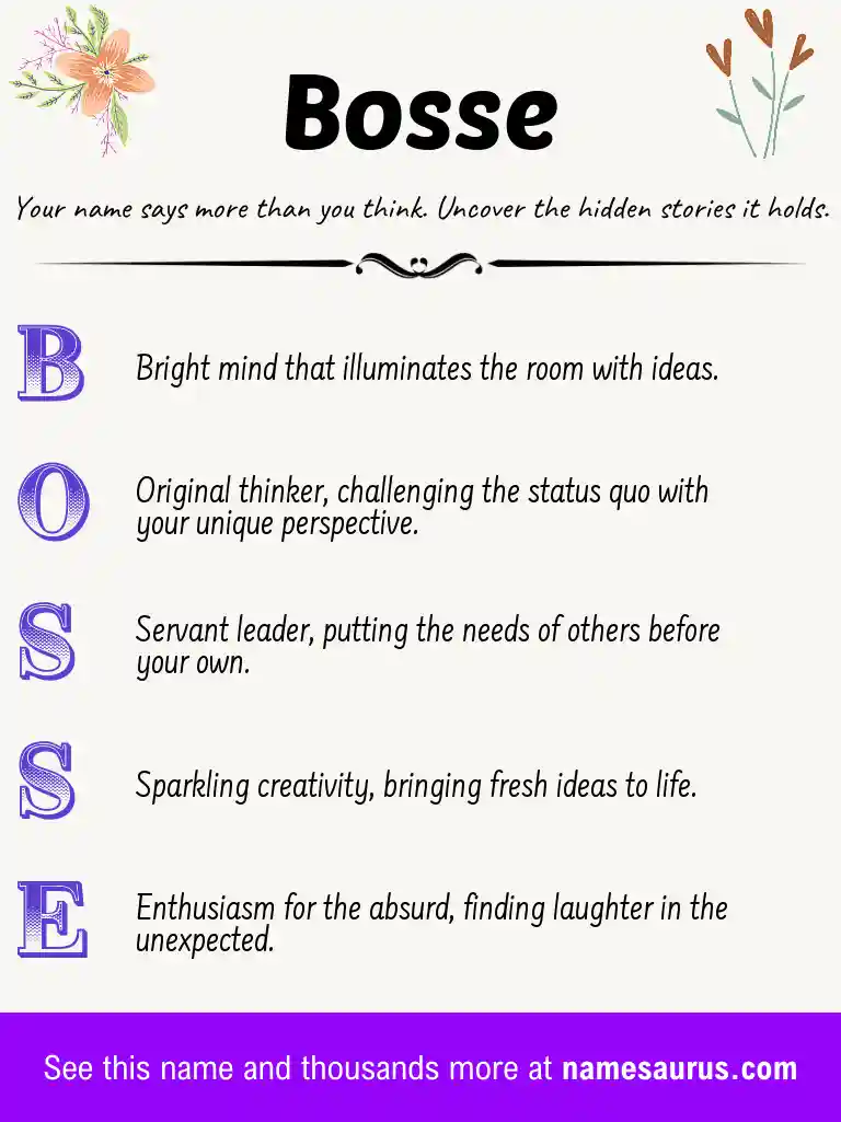Acrostic poem about Bosse.