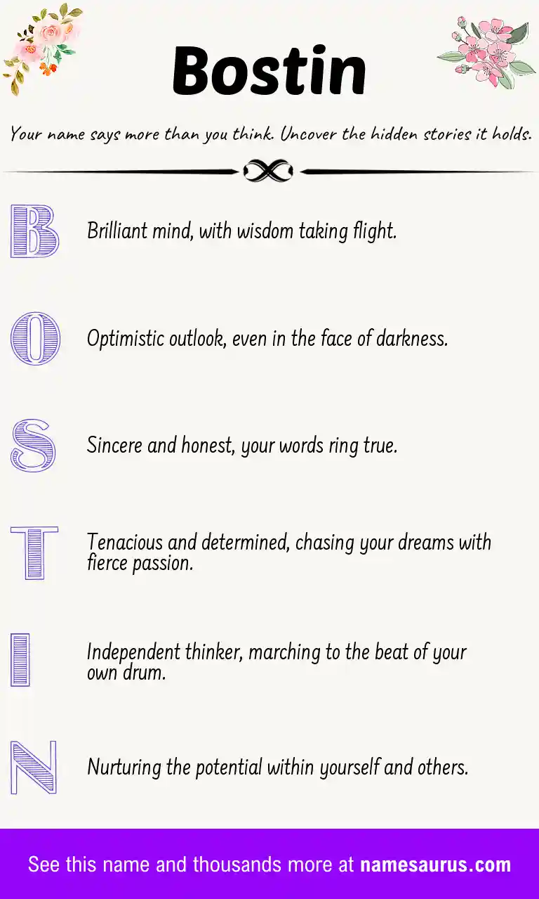 Acrostic poem about Bostin.