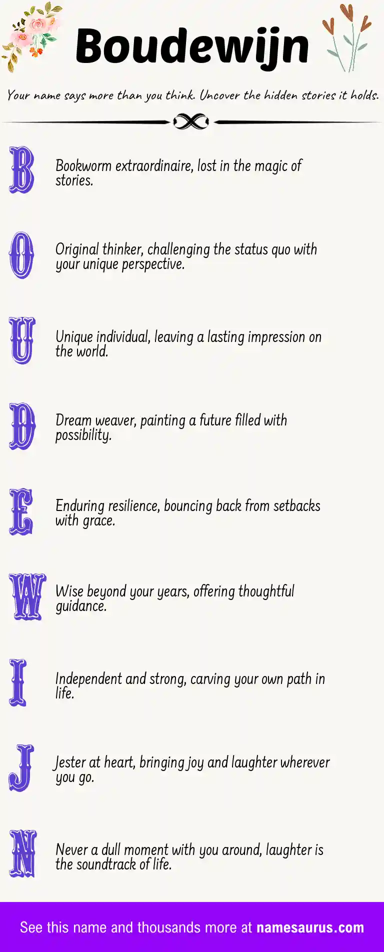 Acrostic poem about Boudewijn.