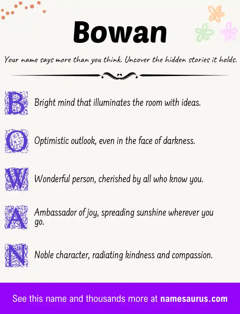Acrostic poem about Bowan.