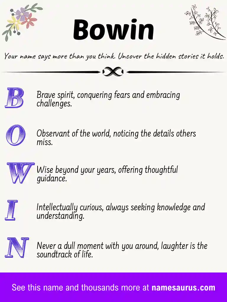 Acrostic poem about Bowin.