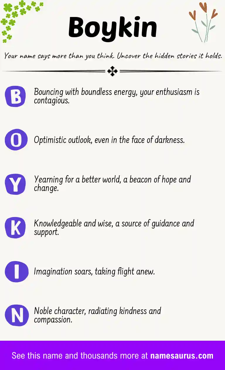 Acrostic poem about Boykin.