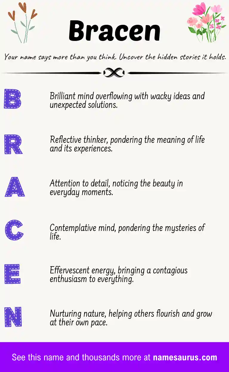 Acrostic poem about Bracen.