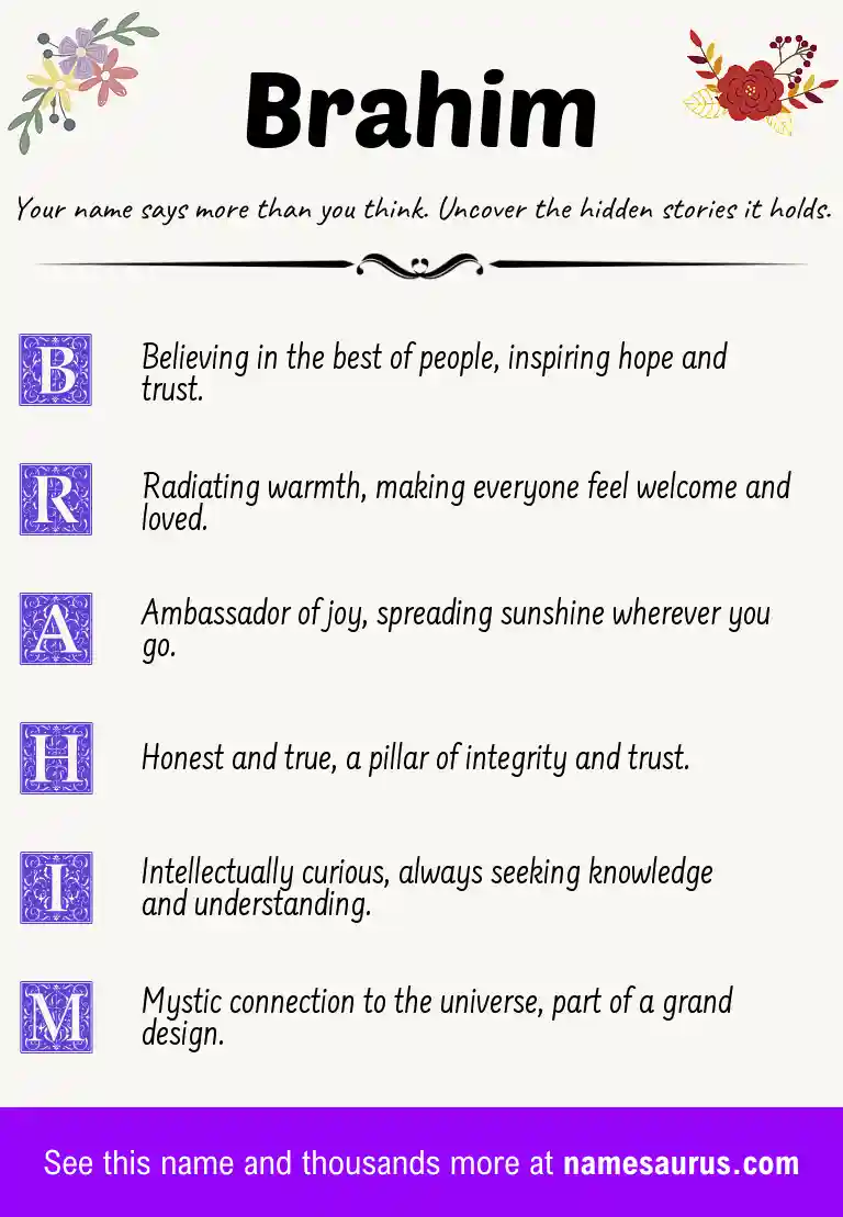 Acrostic poem about Brahim.