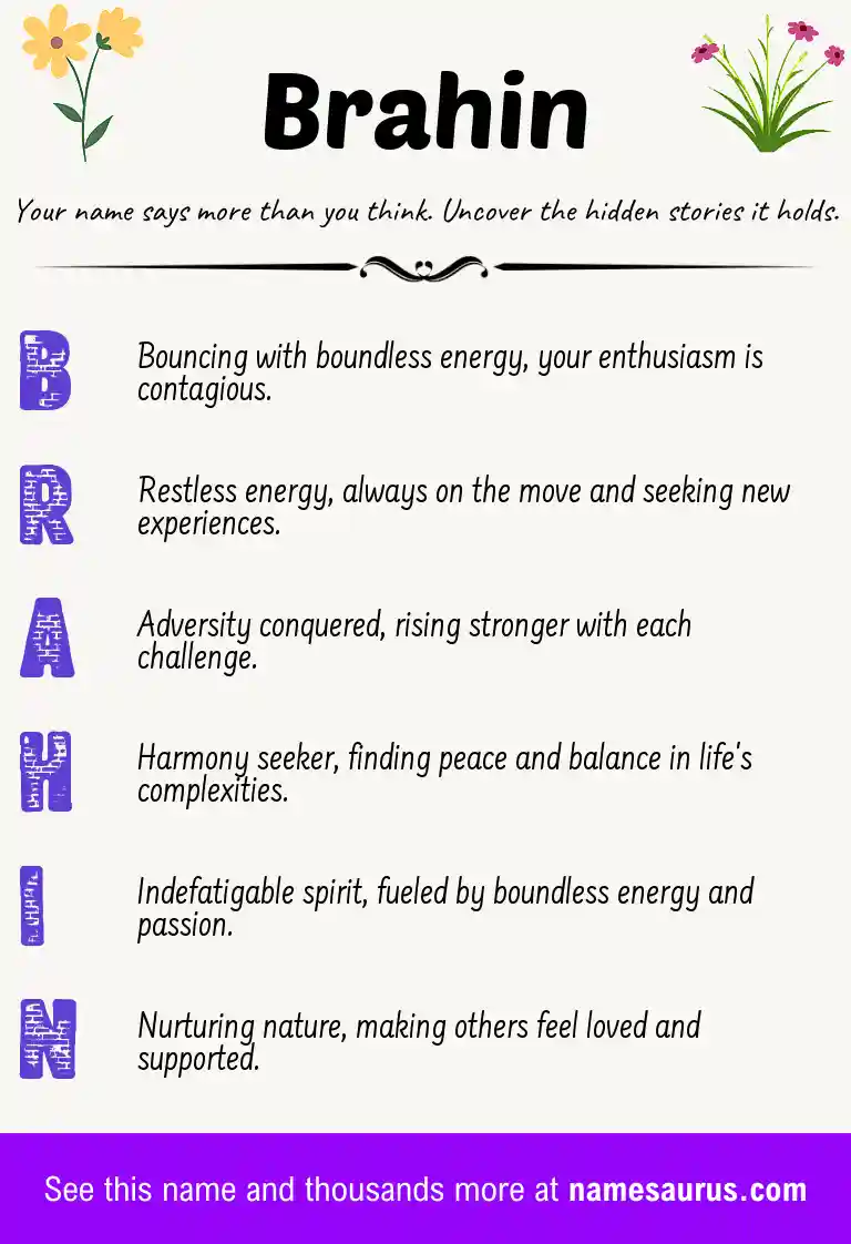 Acrostic poem about Brahin.