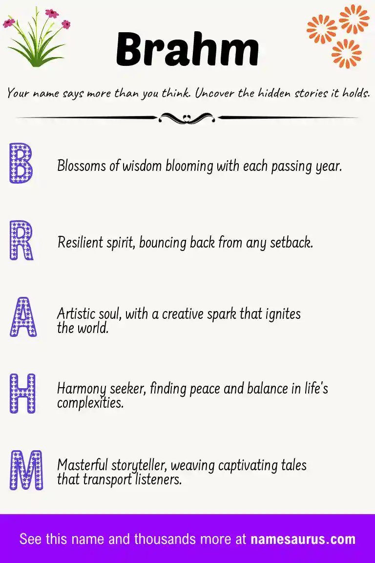 Acrostic poem about Brahm.