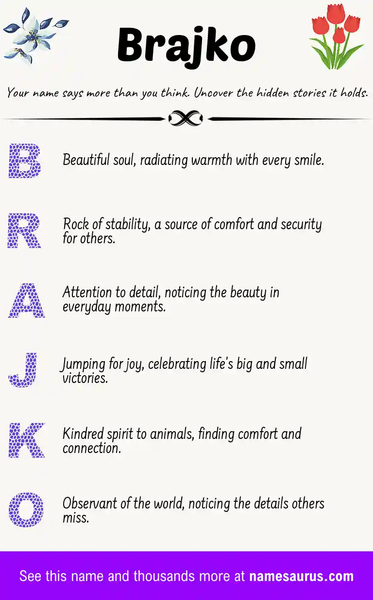Acrostic poem about Brajko.