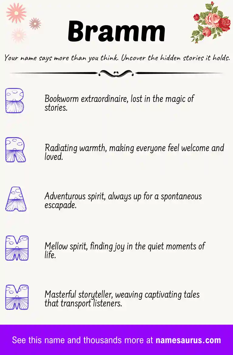 Acrostic poem about Bramm.