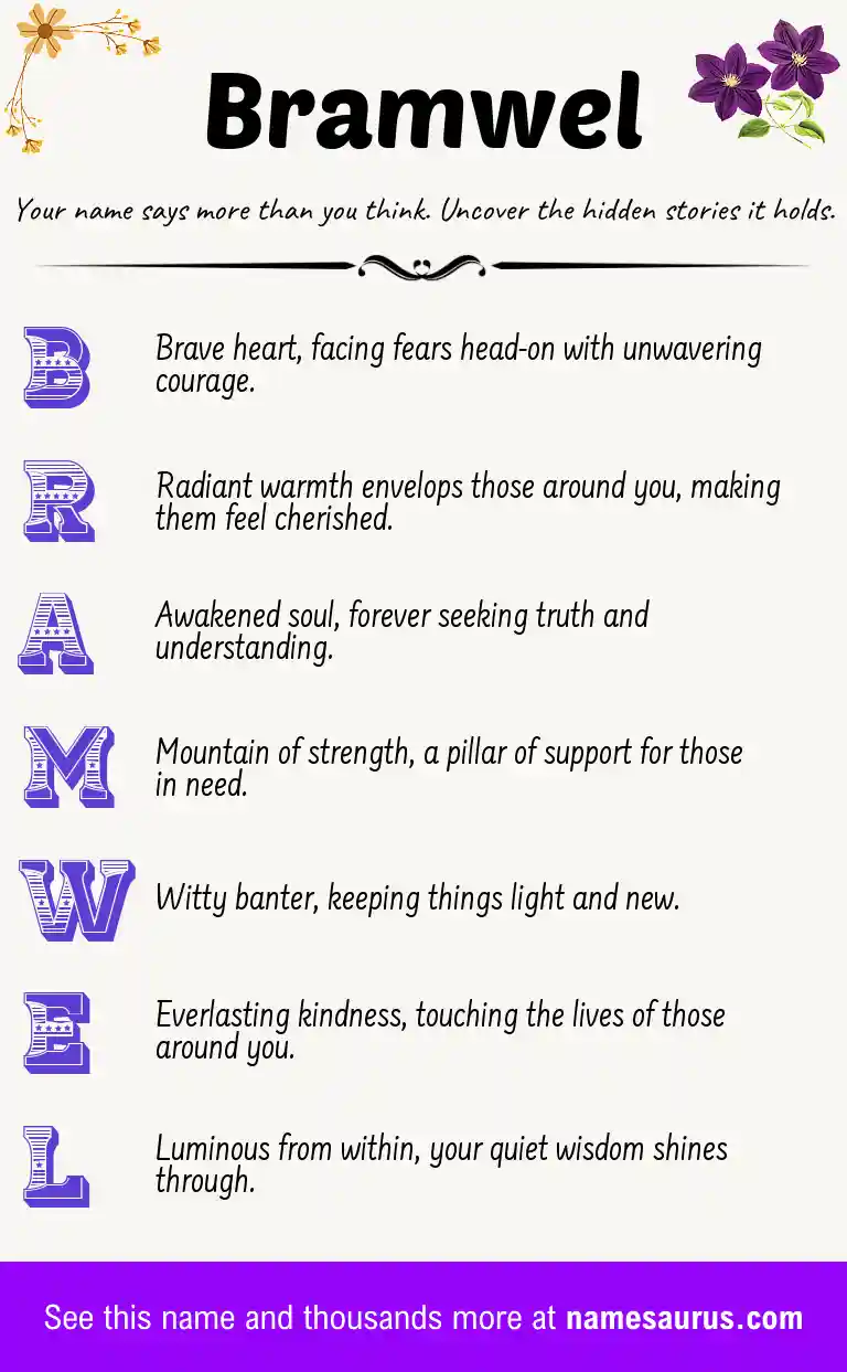 Acrostic poem about Bramwel.