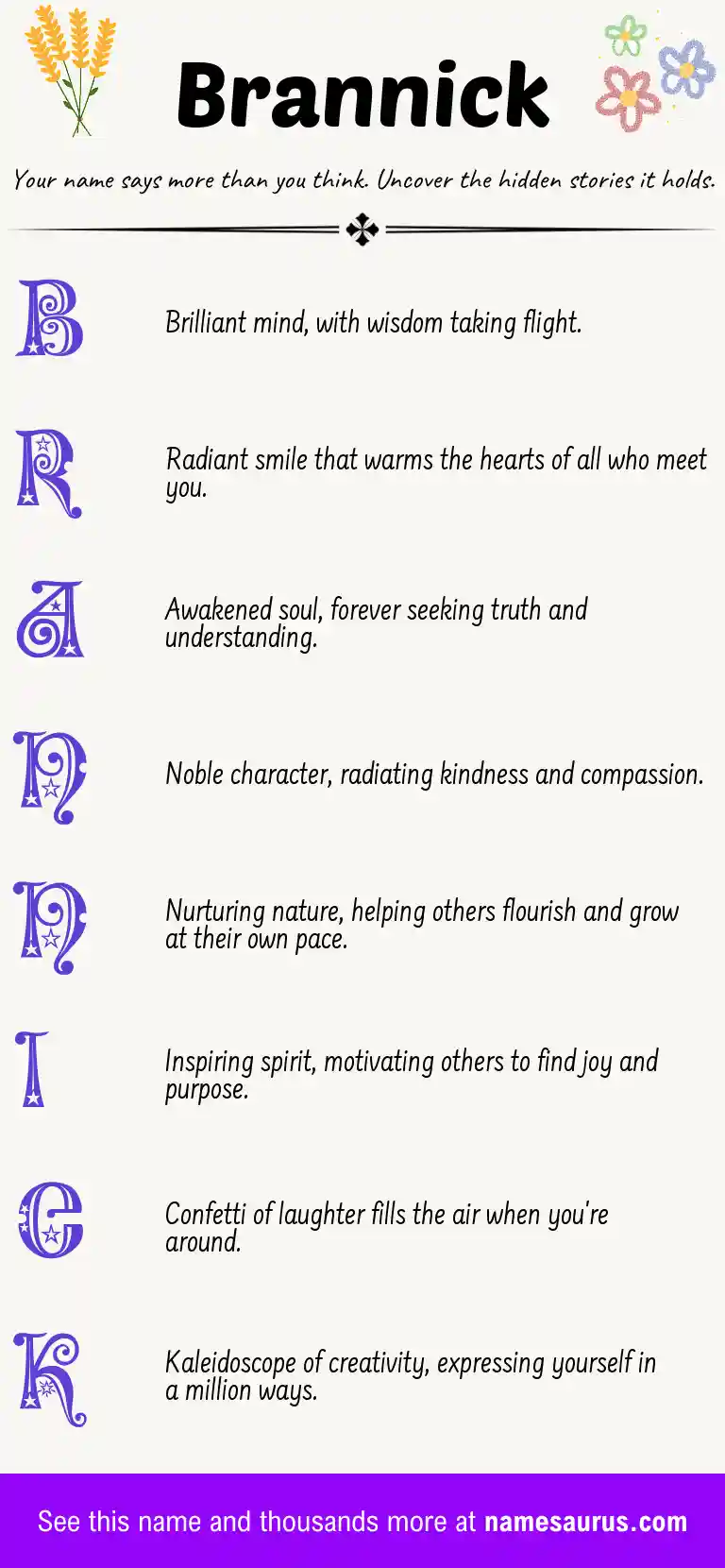 Acrostic poem about Brannick.