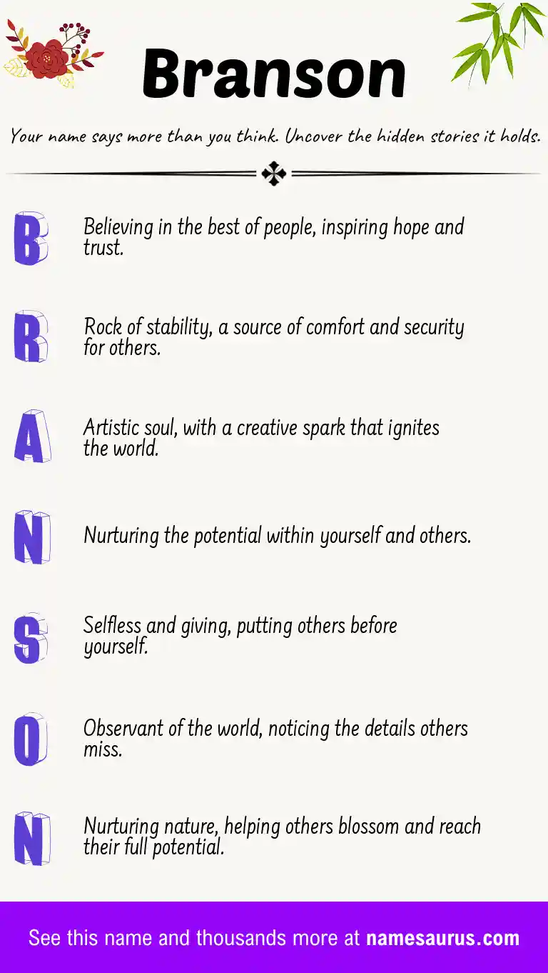 Acrostic poem about Branson.