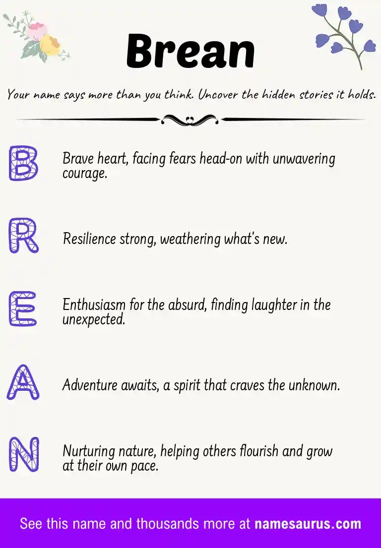 Acrostic poem about Brean.