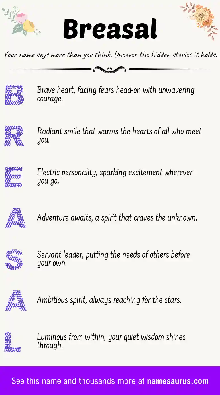 Acrostic poem about Breasal.