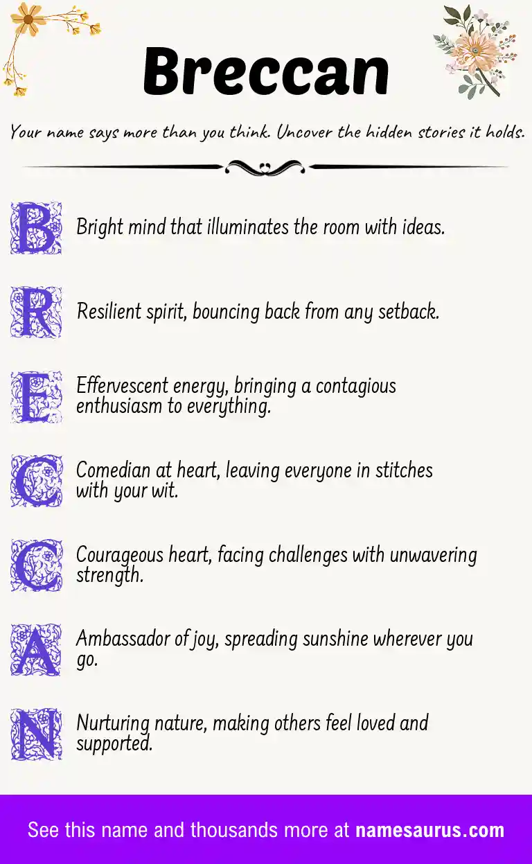 Acrostic poem about Breccan.