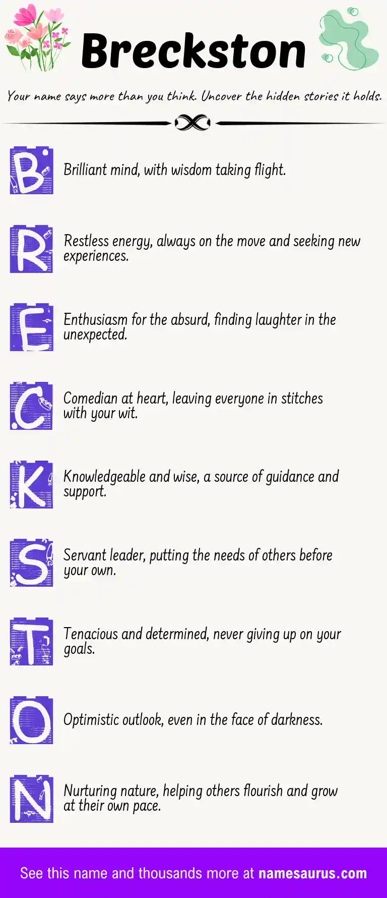 Acrostic poem about Breckston.