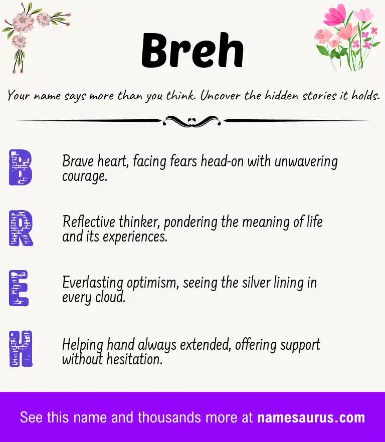 Acrostic poem about Breh.