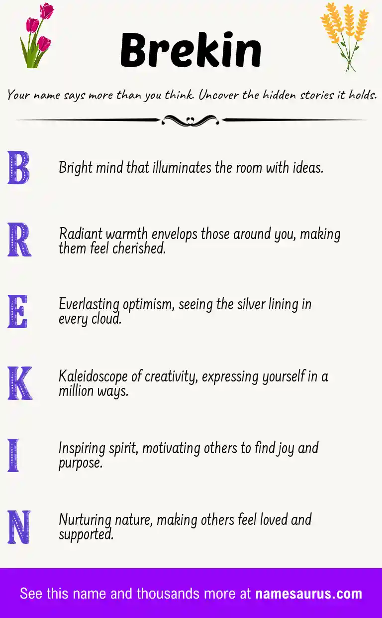 Acrostic poem about Brekin.