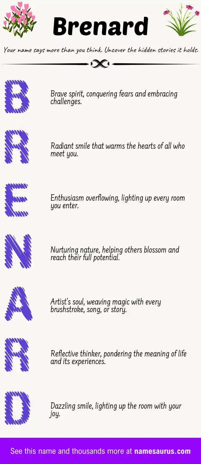 Acrostic poem about Brenard.