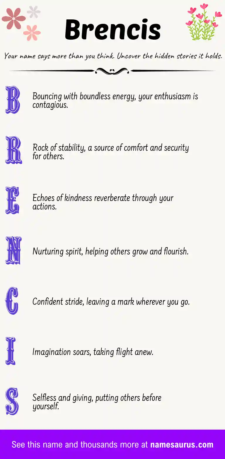 Acrostic poem about Brencis.
