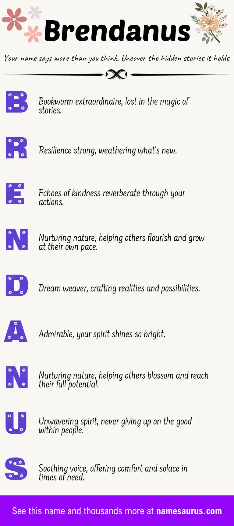 Acrostic poem about Brendanus.