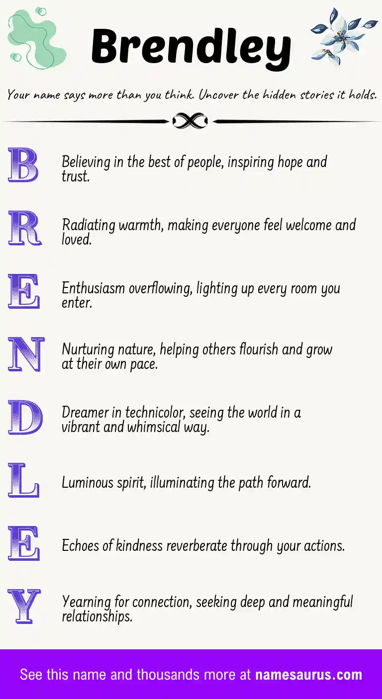 Acrostic poem about Brendley.